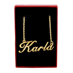 Gold Tone Crystal Name Necklace – Personalized Jewelry Gift image 3