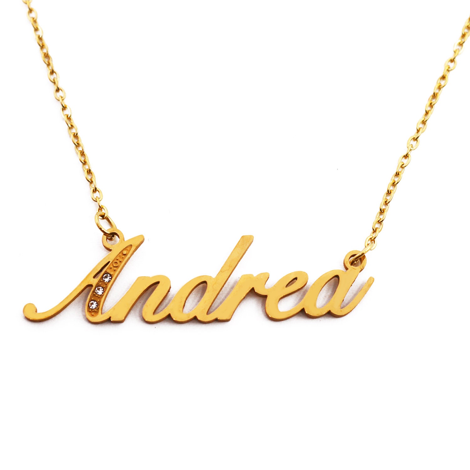 Andrea name shop necklace gold