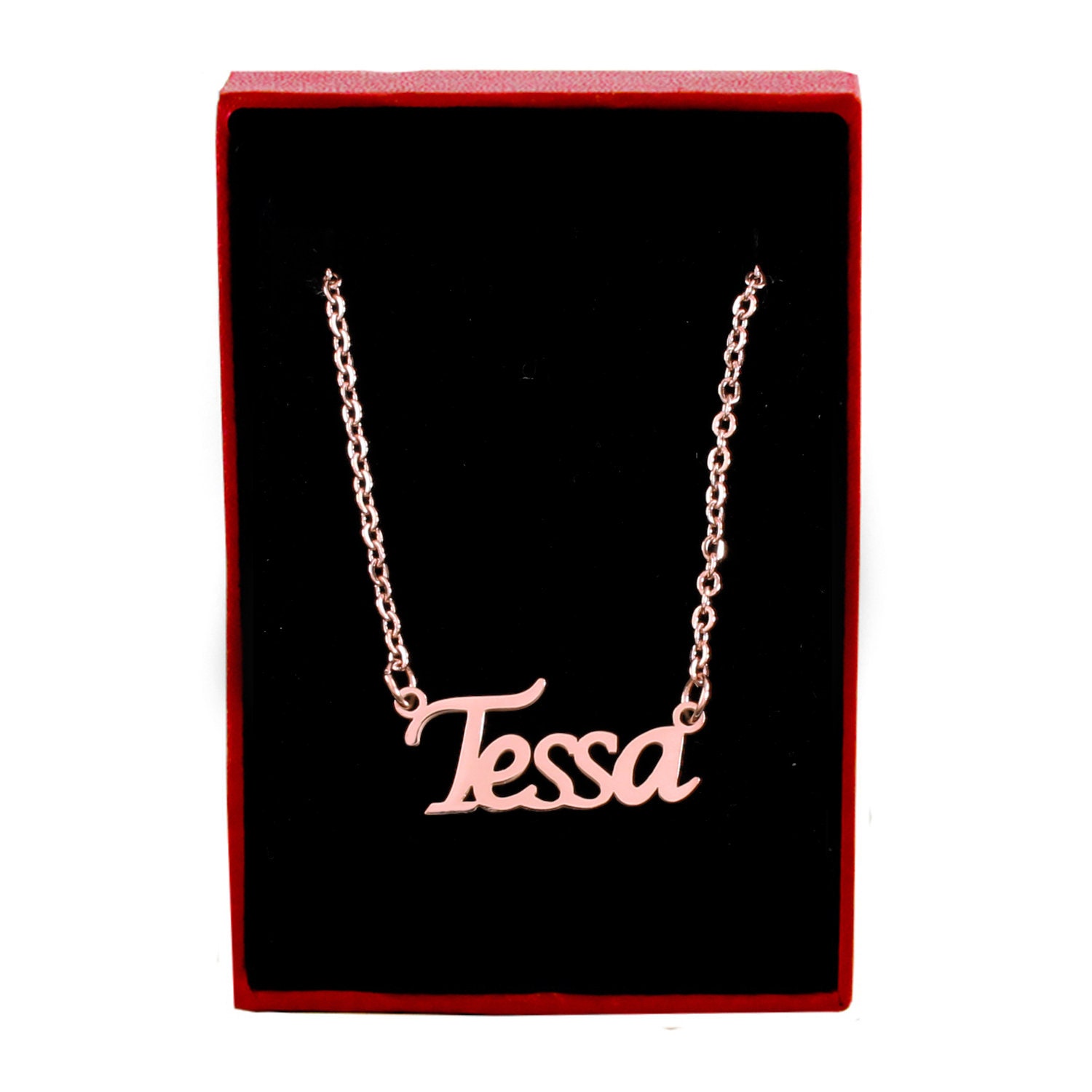 TESSA Name Necklace Rose Gold/Gold/Silver Tone Free Gift Etsy