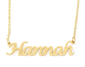 Name necklace Hannah -18ct gold plated-Gift Box & Bag- Personalized name necklace- custom name necklace-Personalized  pendant Hannah