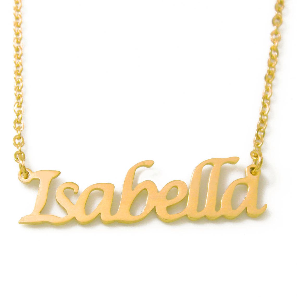 Name Necklace Isabella18ct Gold Platedgift Box & Bag Etsy