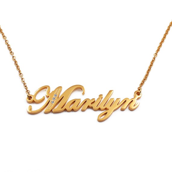 Marilyn Gold Tone Name Necklace With 