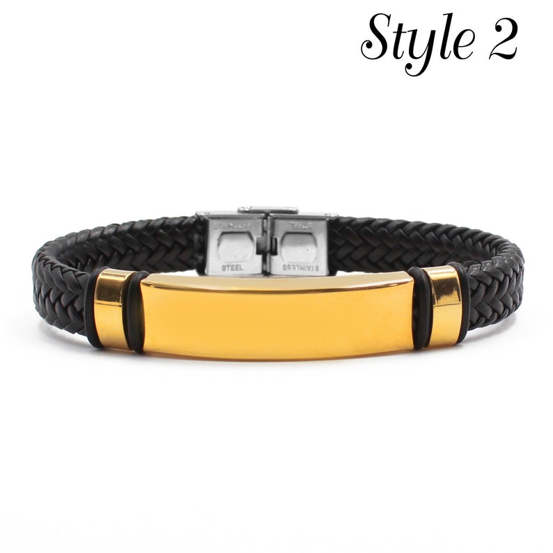 Josh Leather Braided Personalized Mens Bracelets Any Name Engravable