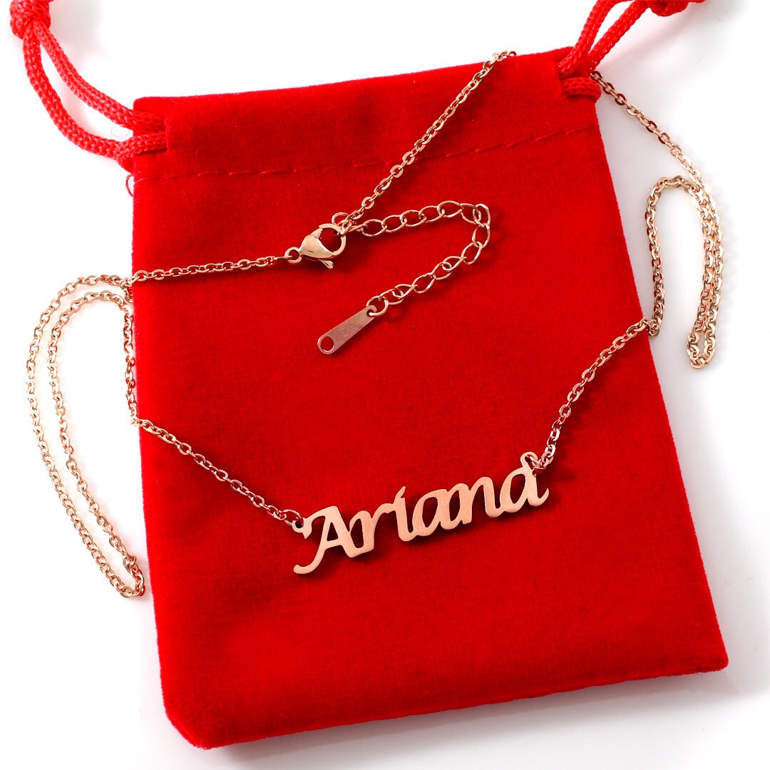 ARIANA Rose Gold Name Necklace Personalized Jewellery Etsy
