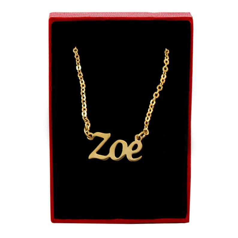 ZOE Gold Name Necklace Personalized Jewellery Free Gift Etsy