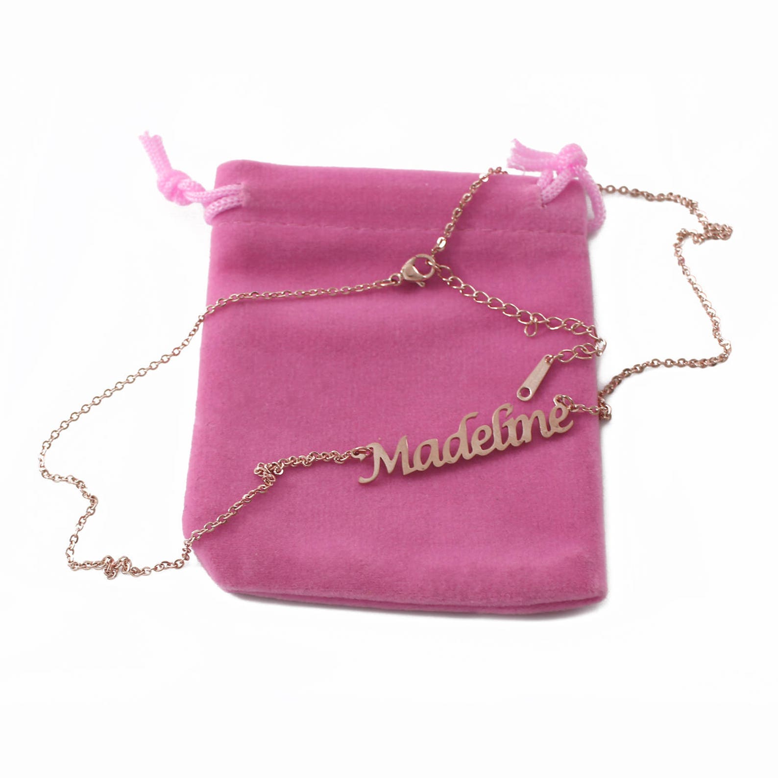 MADELINE Rose Gold Name Necklace Personalized Jewellery Etsy
