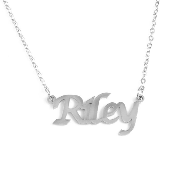 RILEY Silver Tone Name Necklace 
