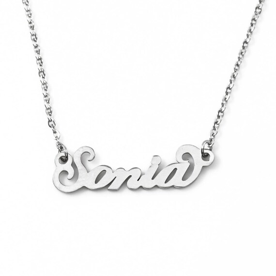 SONIA Italic Silver Tone Name Necklace Personalized Jewelery Free