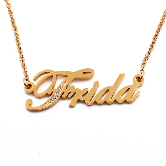Name Necklace Frida Gold Tone With 