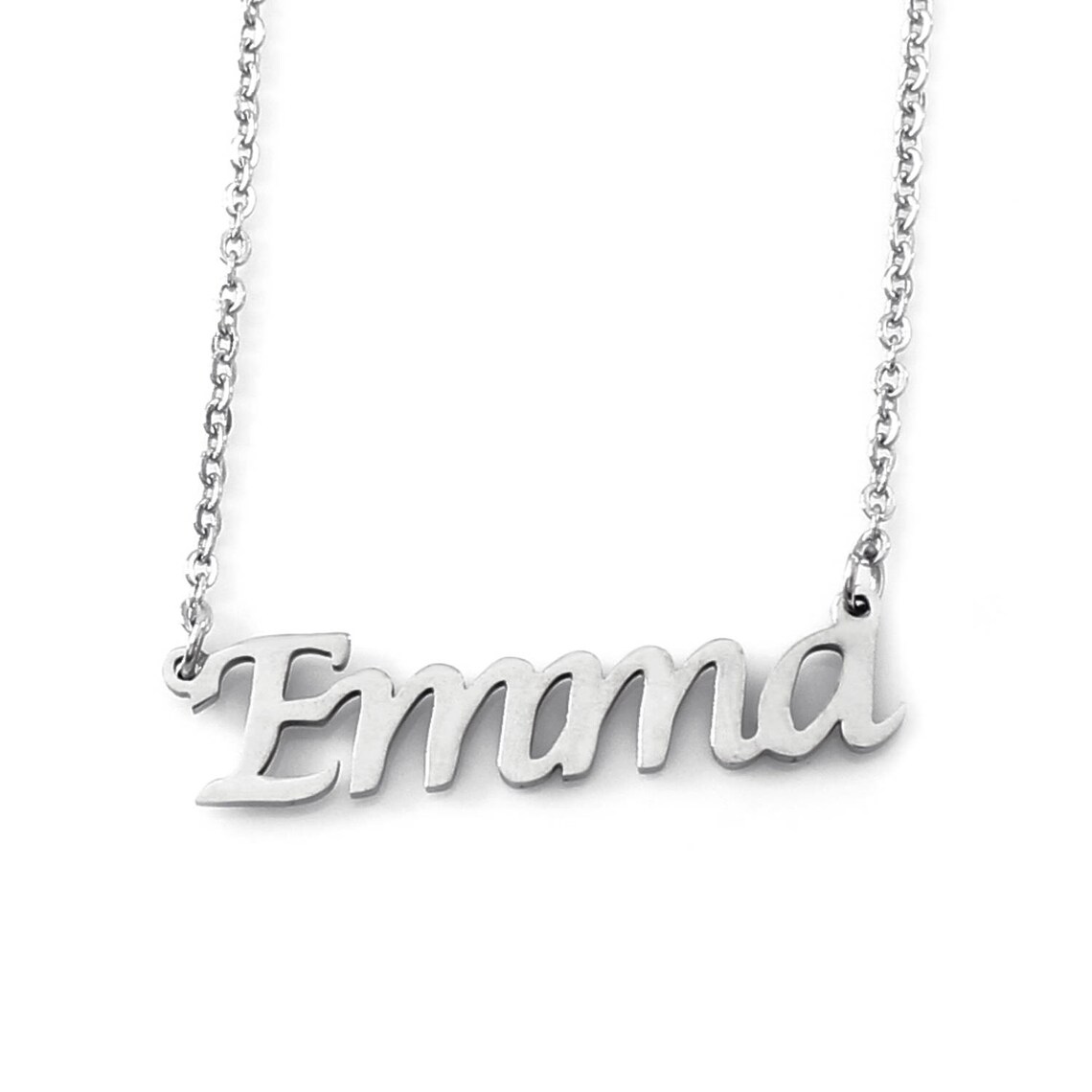 EMMA Silver Tone Name Necklace Personalized Jewelery Etsy