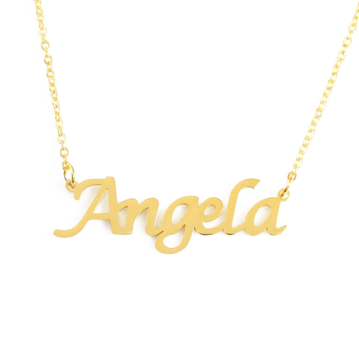 ANGELA Personalised Name Necklace 18k Rose Gold/Gold | Etsy