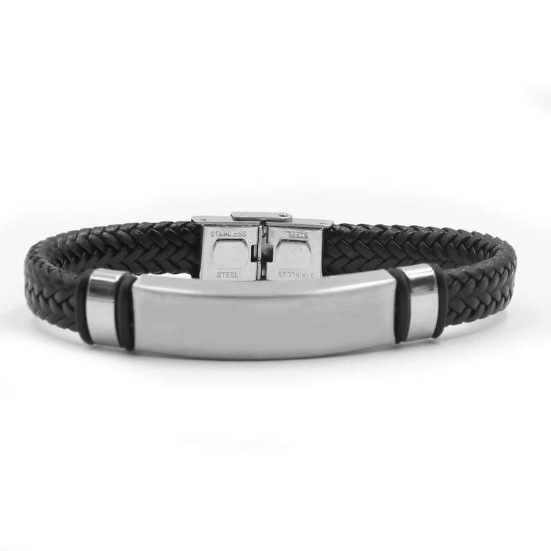 Men's Bracelet Personalised Mens Leather Bracelet Men's Leather Braceletengraved Mens