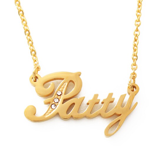 PATTY Gold Tone Name Necklace With 