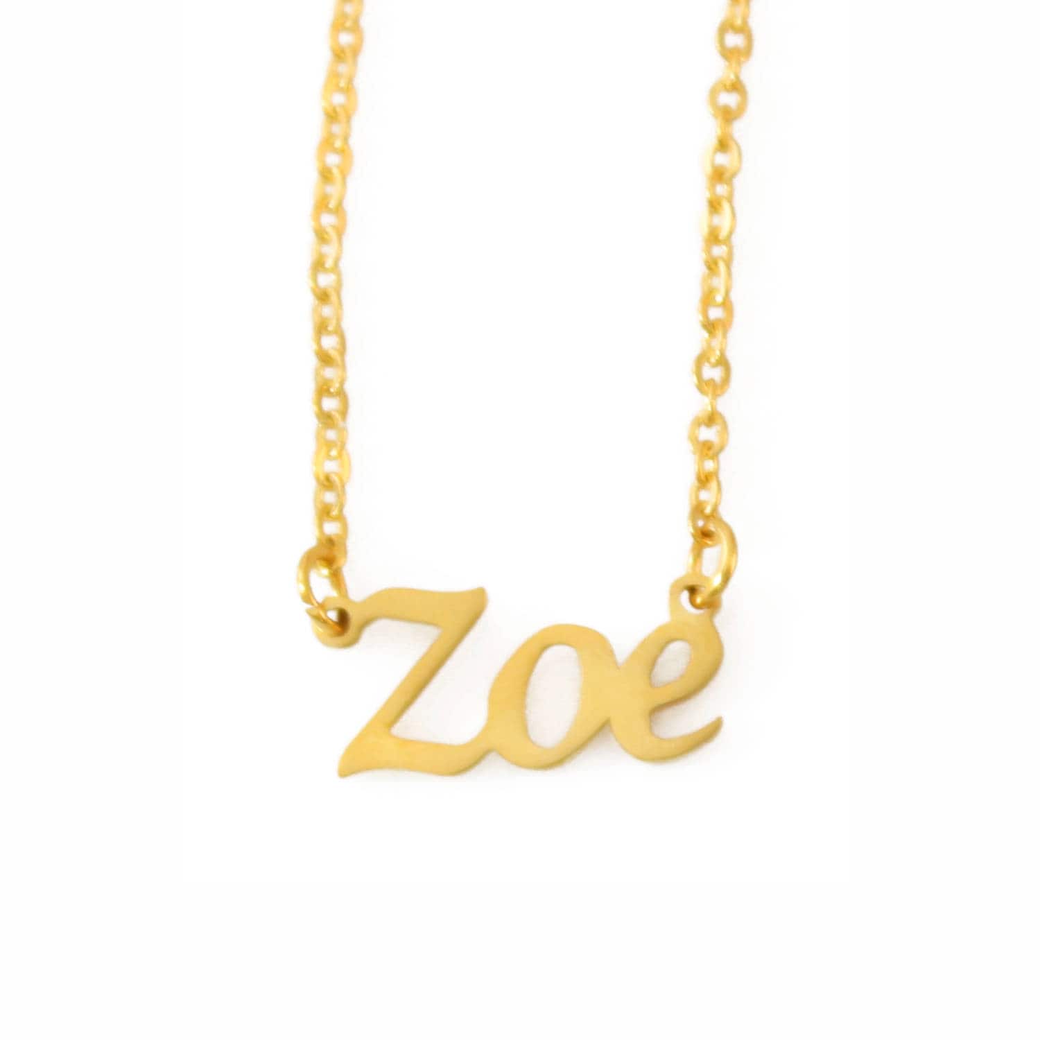 ZOE Gold Name Necklace Personalized Jewellery Free Gift Etsy