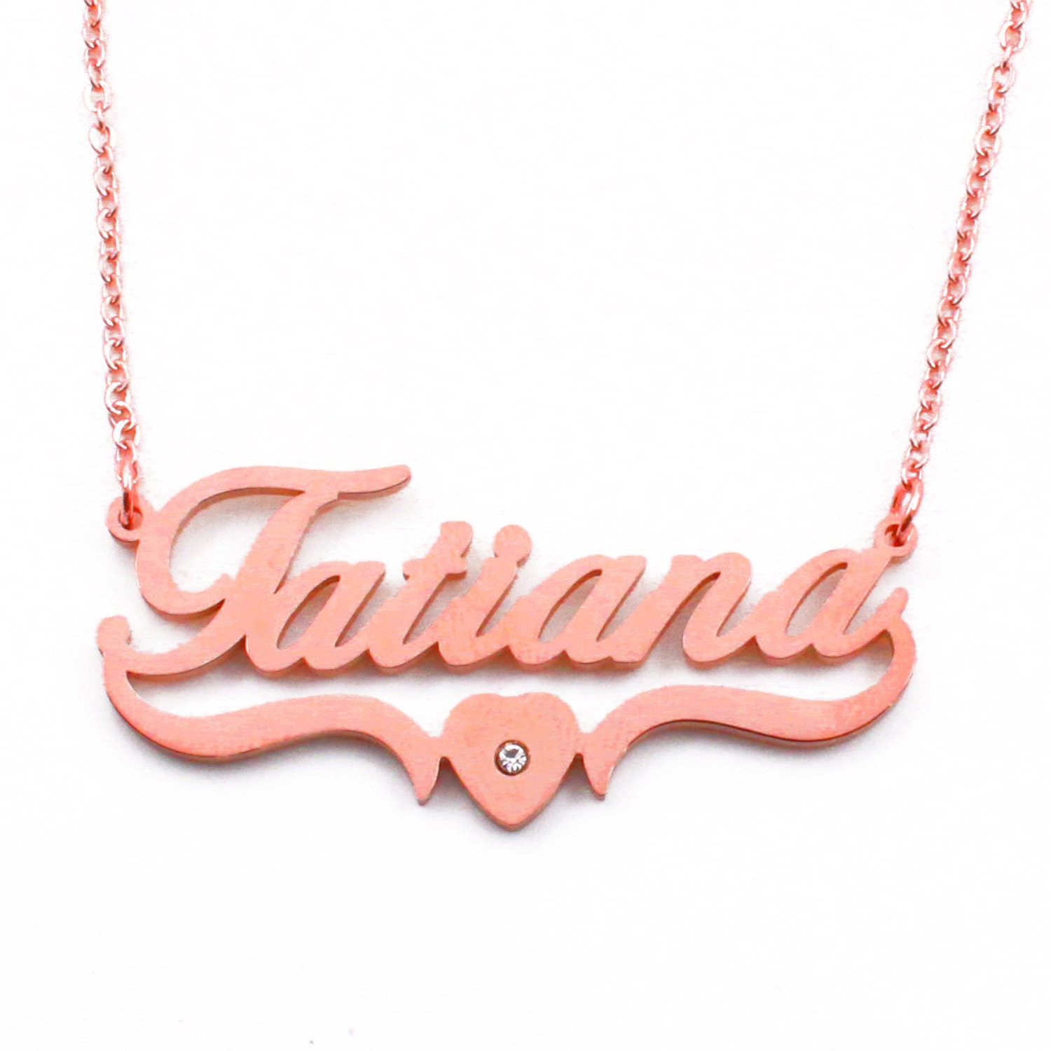 Personalised Name Necklace with Rose Gold Heart Gift Box Personalised Name Necklace with Rose Gold Heart Gift Box