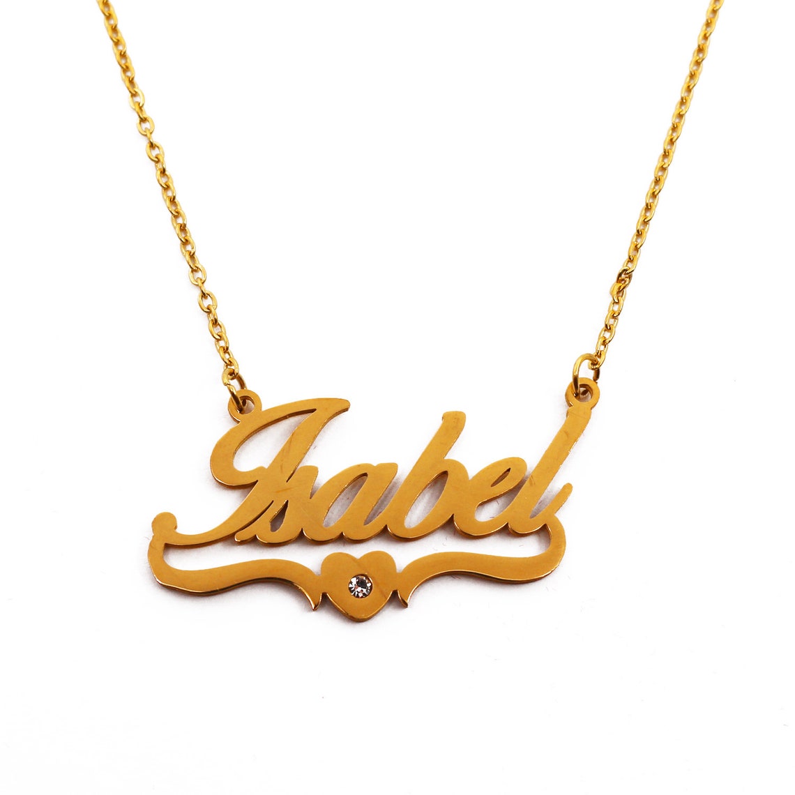 Isabel Name Necklace Personalized Custom Made Heart Shaped Etsy