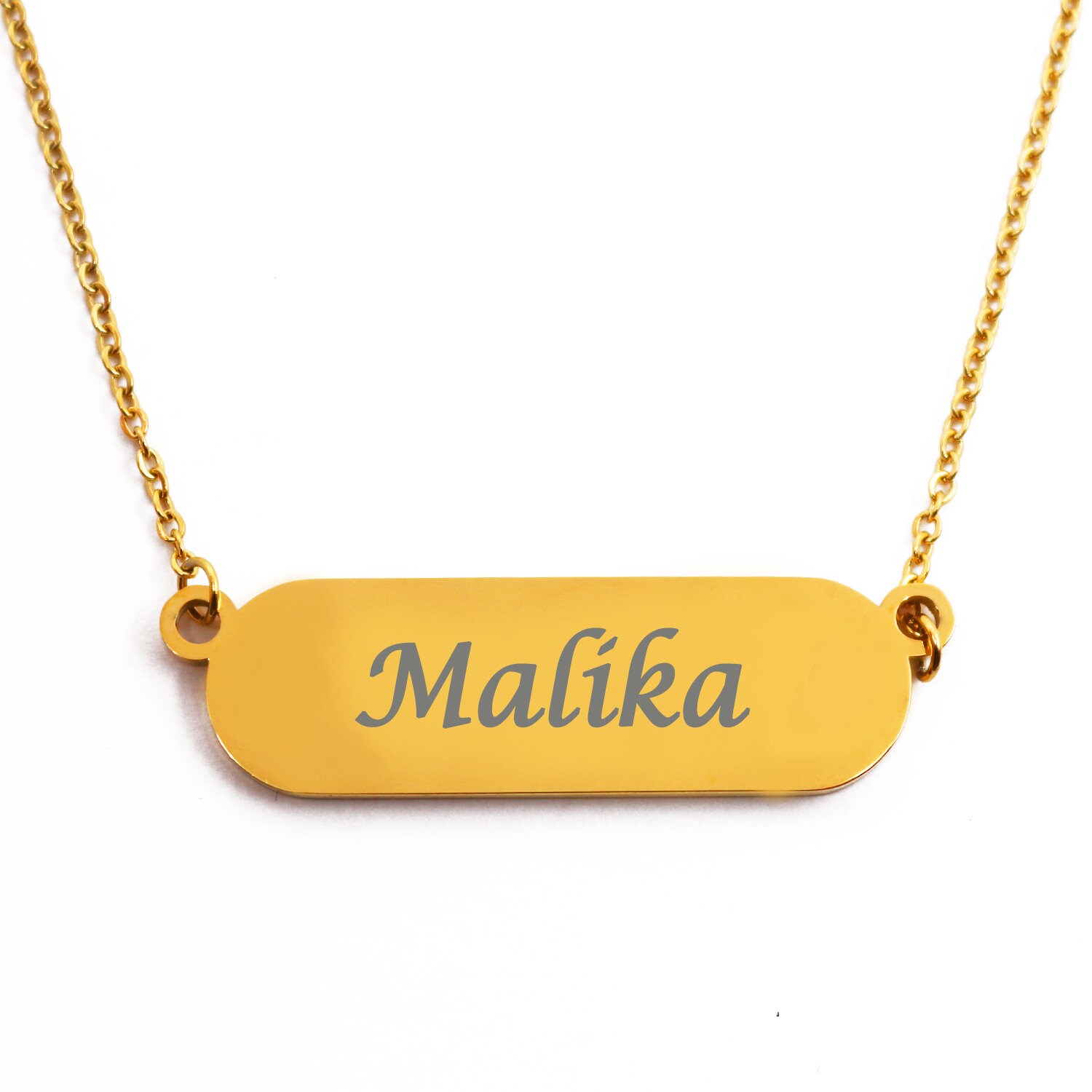 Malika Custom Name Necklace Rose Gold Silver Necklace Engraved