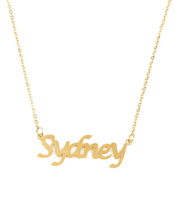 SYDNEY Name Necklace 18ct Gold Plated Free Gift Box Bag