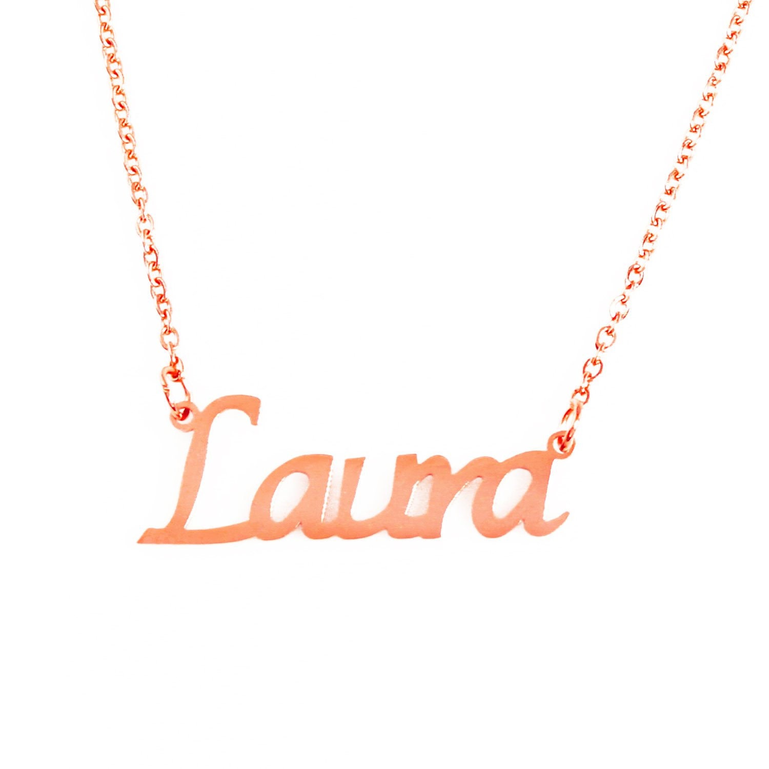 LAURA 18ct White Gold Plating Necklace With Name Custom Made Christmas Pendant LAURA 18ct White Gold Plating Necklace With Name Custom Made Christmas Pendant