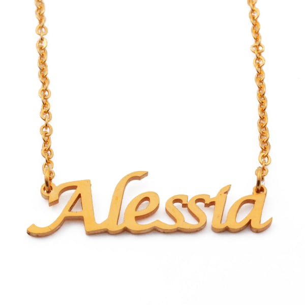 Alessia- Gold Name Necklace - Personalized Jewellery - Free Gift Box & Bag - Pendants Italic Christmas