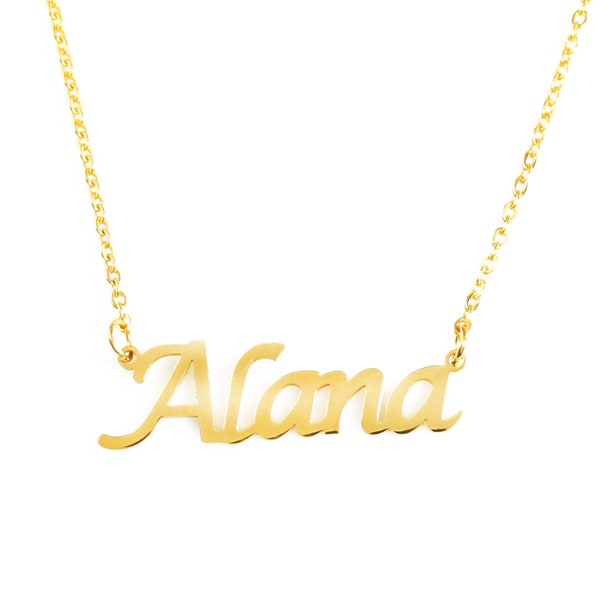 ALANA- 18ct Personalised Name Necklace - Rose Gold/Gold/Silver - Free Gift Box & Bag - Christmas Gifts For Her