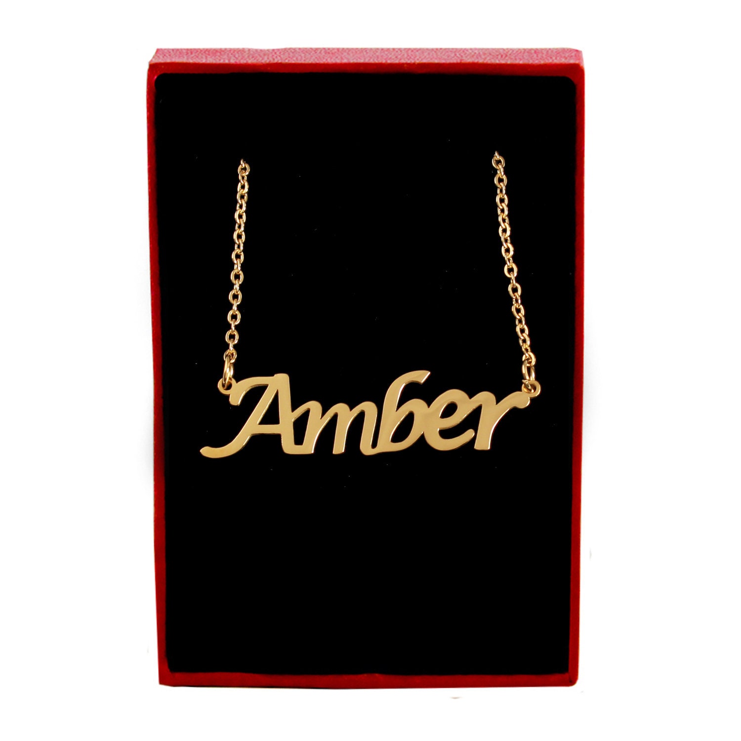 AMBER 18ct Personalised Name Necklace Rose Gold/gold/silver Etsy UK