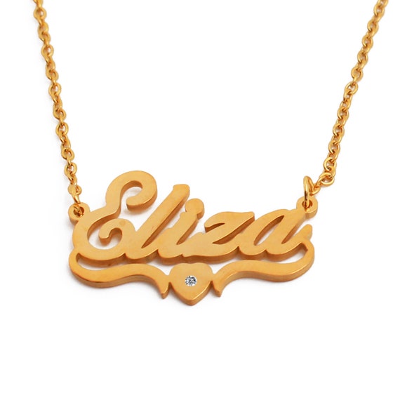 Eliza Gold Plated Heart Name Necklace 