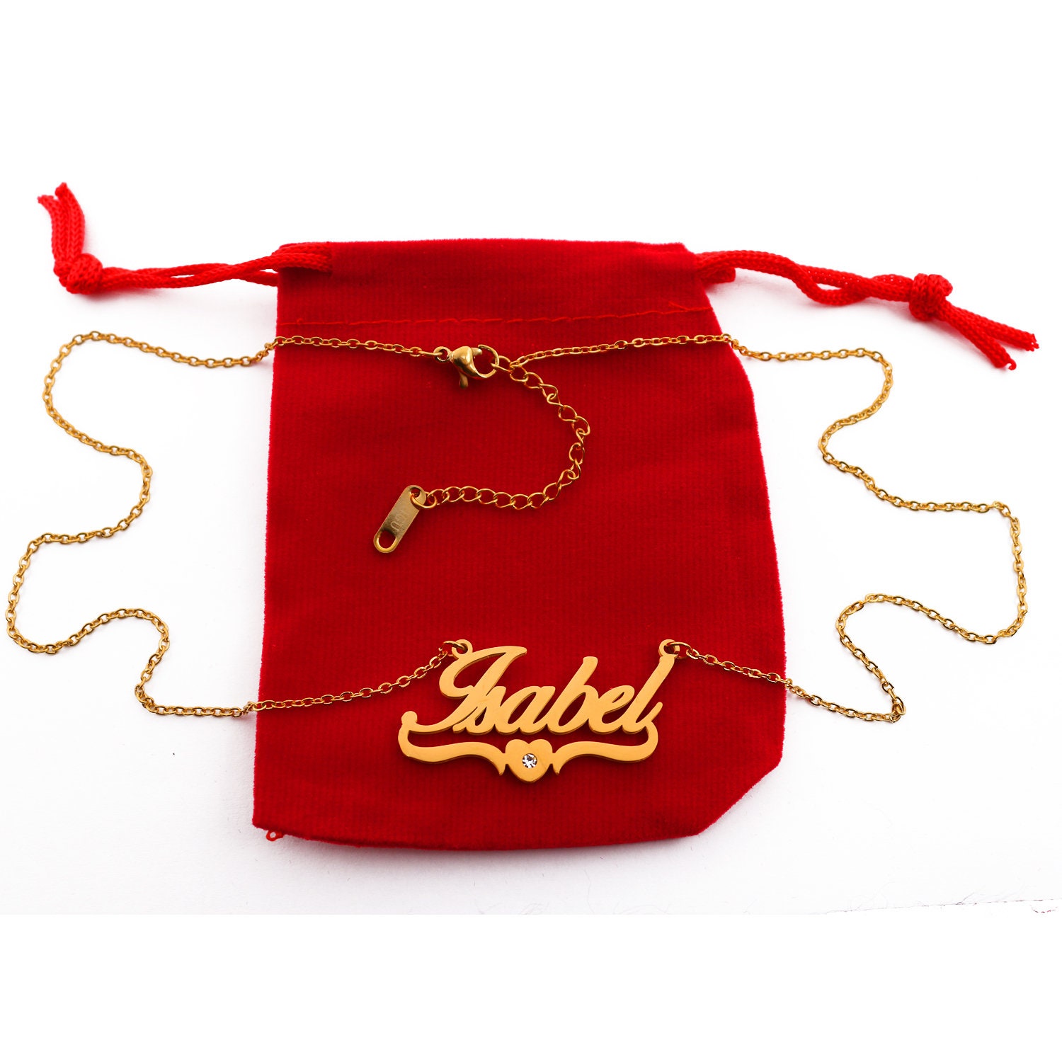 Isabel Name Necklace Personalized Custom Made Heart Shaped Etsy UK