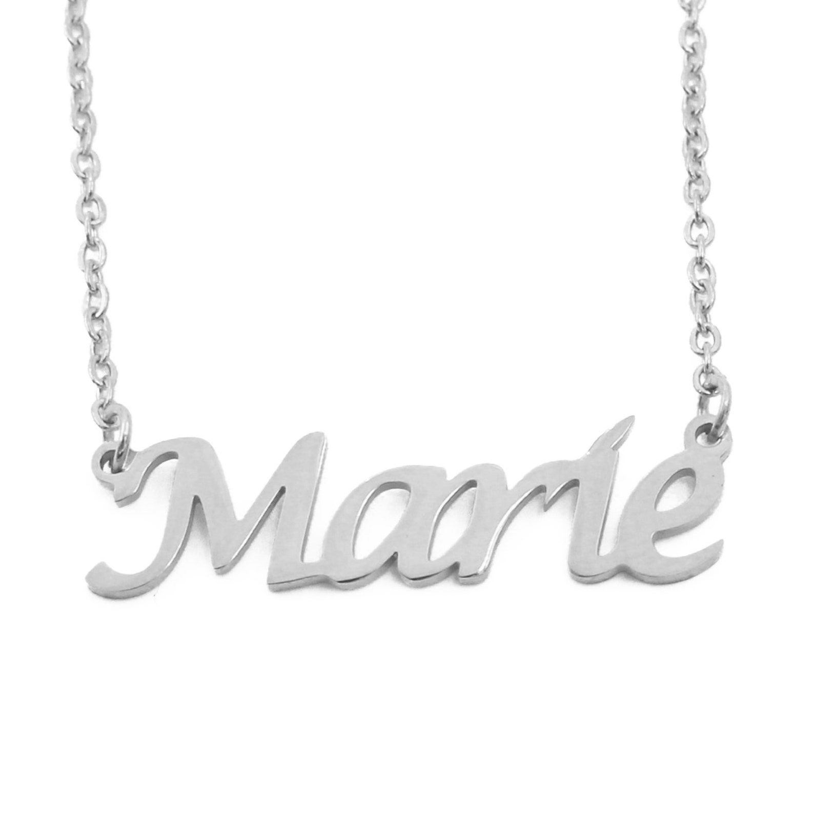 Collier Prénom Marie Plaqué Or 18K - Chaîne Réglable 45+5 Cm - Acier Inoxydable Hypoallergénique - Cadeau Personnalisé