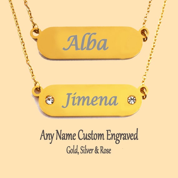 Custom Name Necklace Rose Gold Silver Necklace Hispanic Name