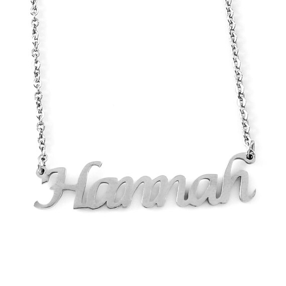 HANNAH Silver Tone Name Necklace Personalized Jewelery Free Gift