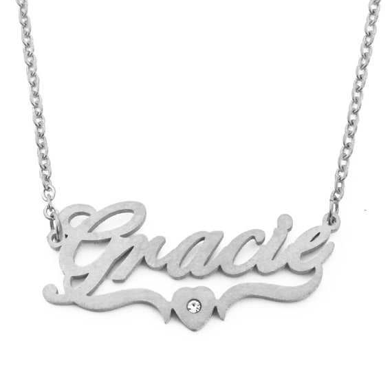 Italic Name Necklace MARIA Silver Tone