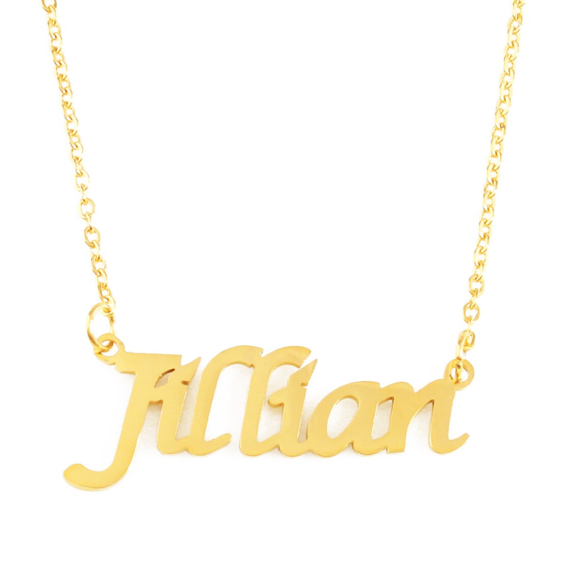 Jillian Name Necklace 18ct Gold Plated Free Gift Box & Bag Etsy