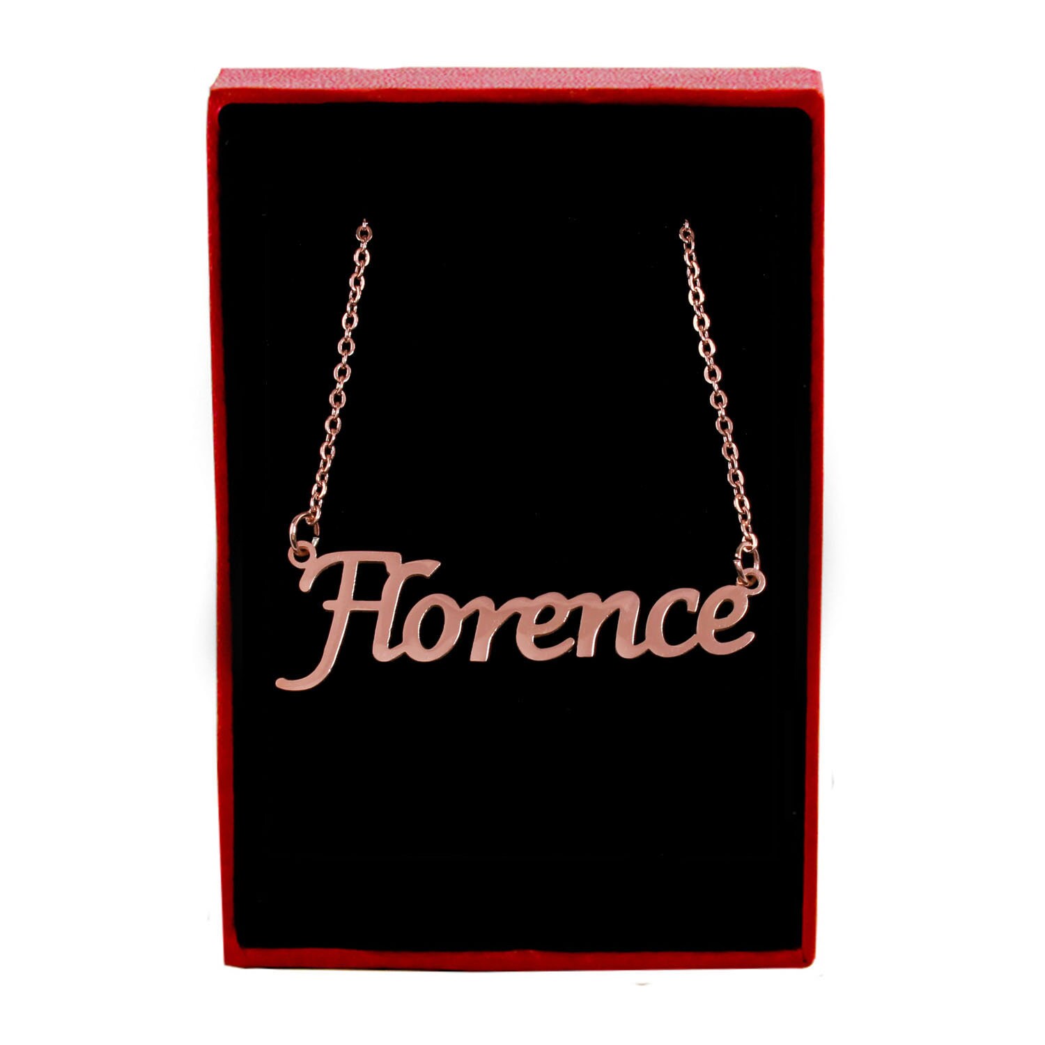 Name Necklace Florence rose Gold Platedgift Box & Bag Etsy UK