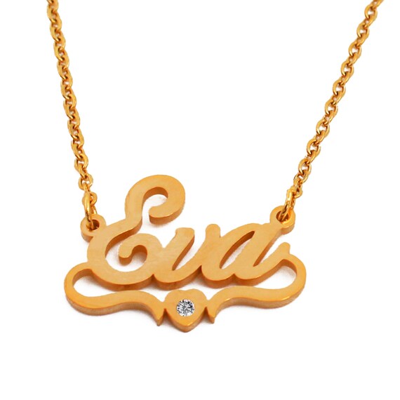 Eva Gold Plated Heart Name Necklace 