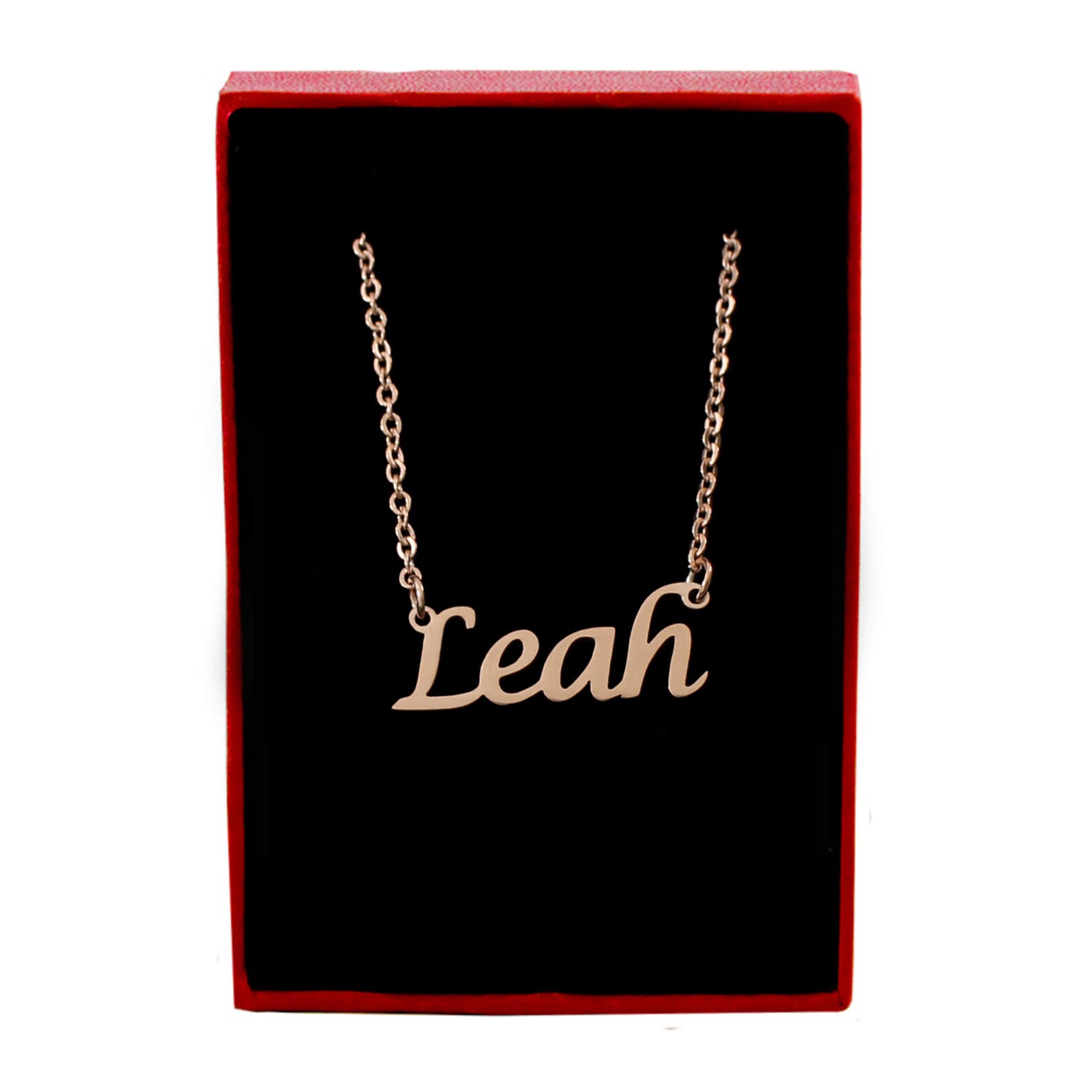 LEAH Rose Gold Name Necklace Personalized Jewellery Free Etsy