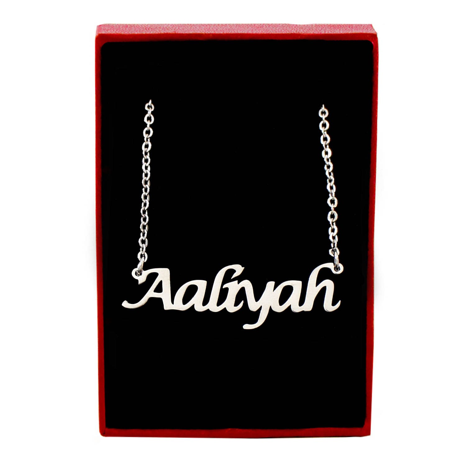 Aaliyah Namen Halskette Silber Ton personalisierte - Etsy.de