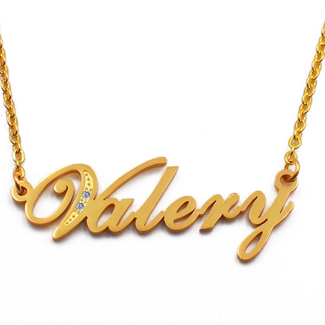 Nombre collar valery / tono oro con cristales / joyería - Etsy