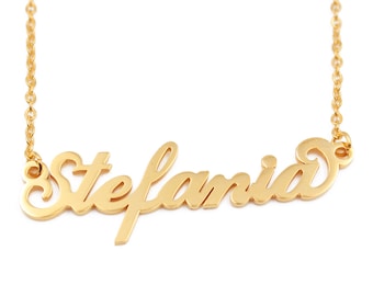 STEFANIA -  18K Gold / Rose Gold / White Gold Plated Personalized Name Necklace - Free Gift Box & Bag Included - Birthday Christmas Gifts