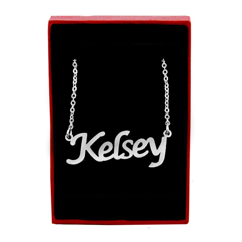 Name Necklace Kelsey Personalized Jewelry Free Gift Box & Etsy