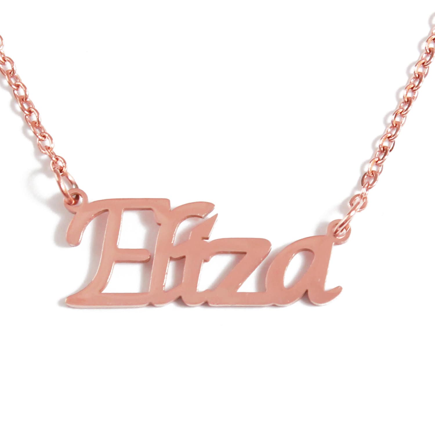 CLY Jewelry Elisa Name Necklace Personalized Rose Gold Snowflake Pendant Custom Customized Birthday Gift for Her 