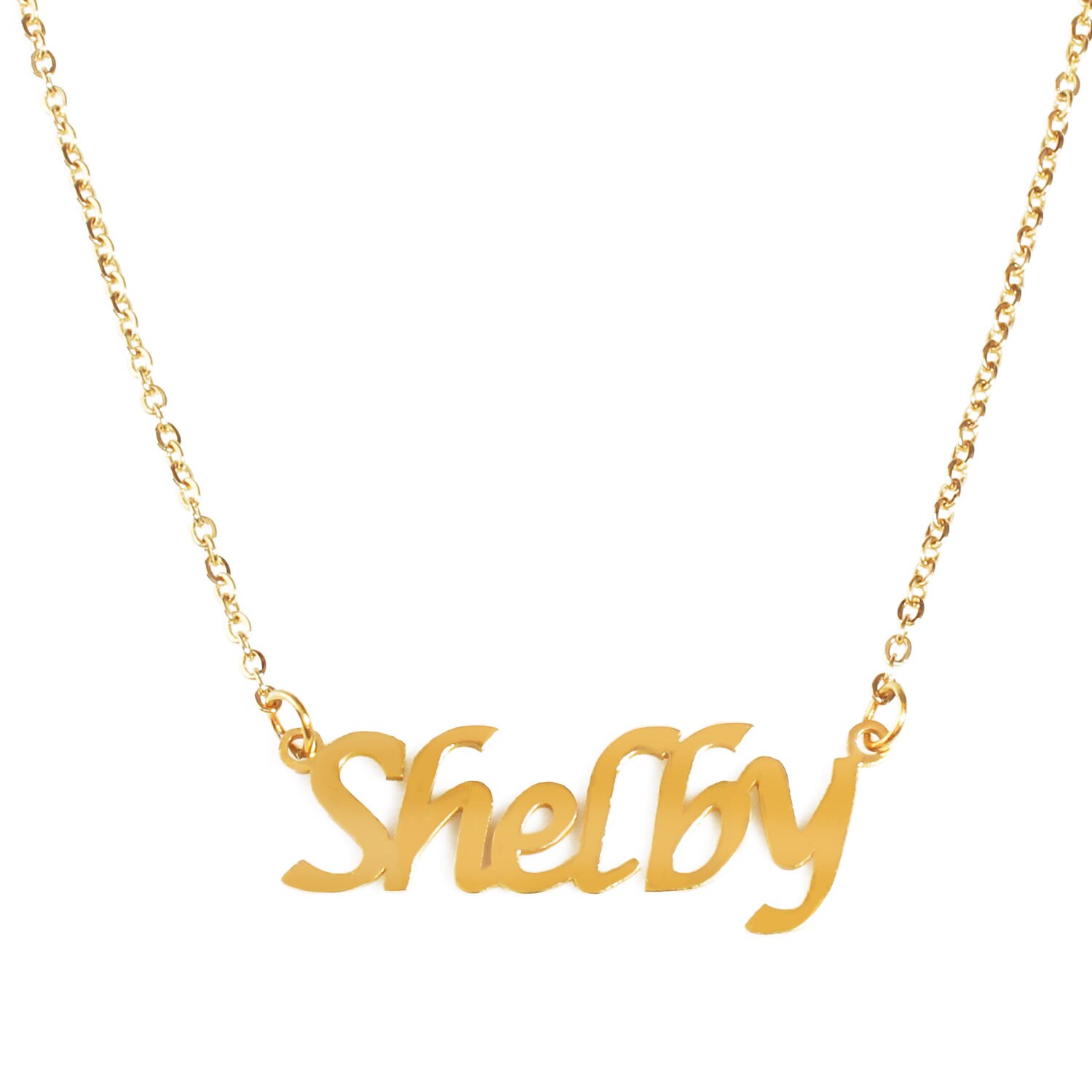 SHELBY Name Necklace 18ct Gold Plated Free Gift Box & Bag Personalized
