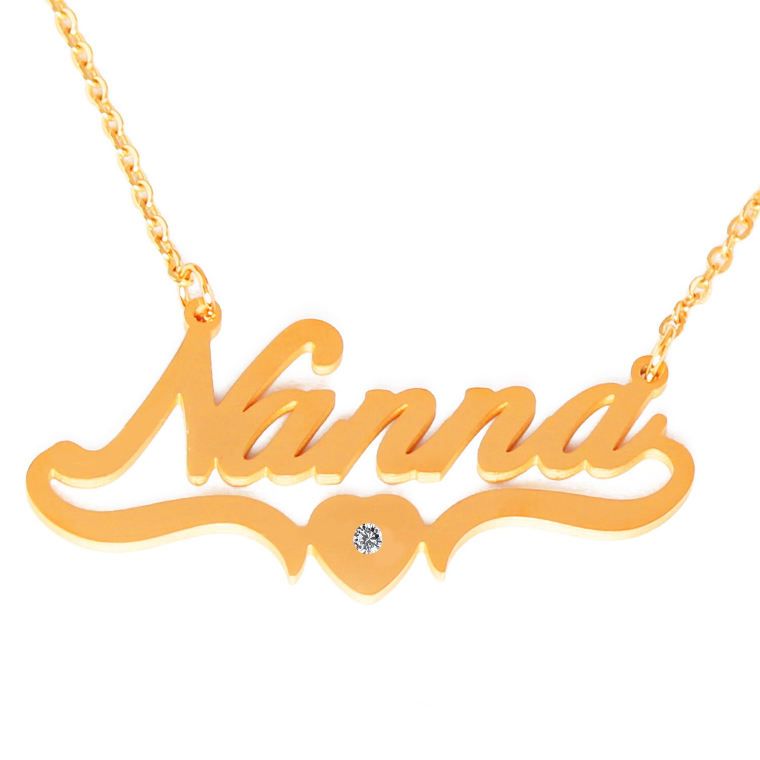 NANNA Personalized Custom Made Heart Shaped Name Necklace 18ct