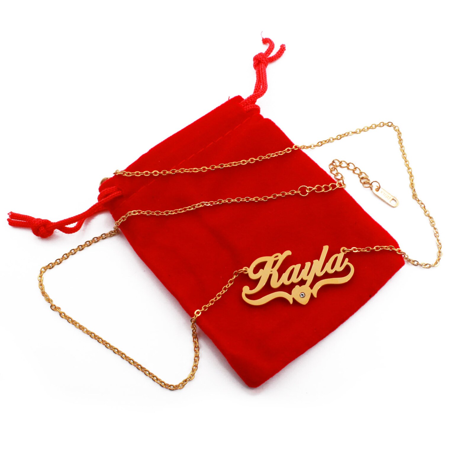 Personalized "Kayla" Name Necklace | Stainless Steel Name Tag Necklace, 16+2 Inch Chain, Gift For Her
