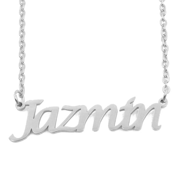 Jazmin Silver Tone Name Necklace 