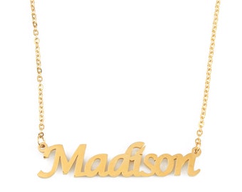 MADISON - Name Necklace 18ct Gold Plated - Free Gift Box & Bag - Personalized Jewelry