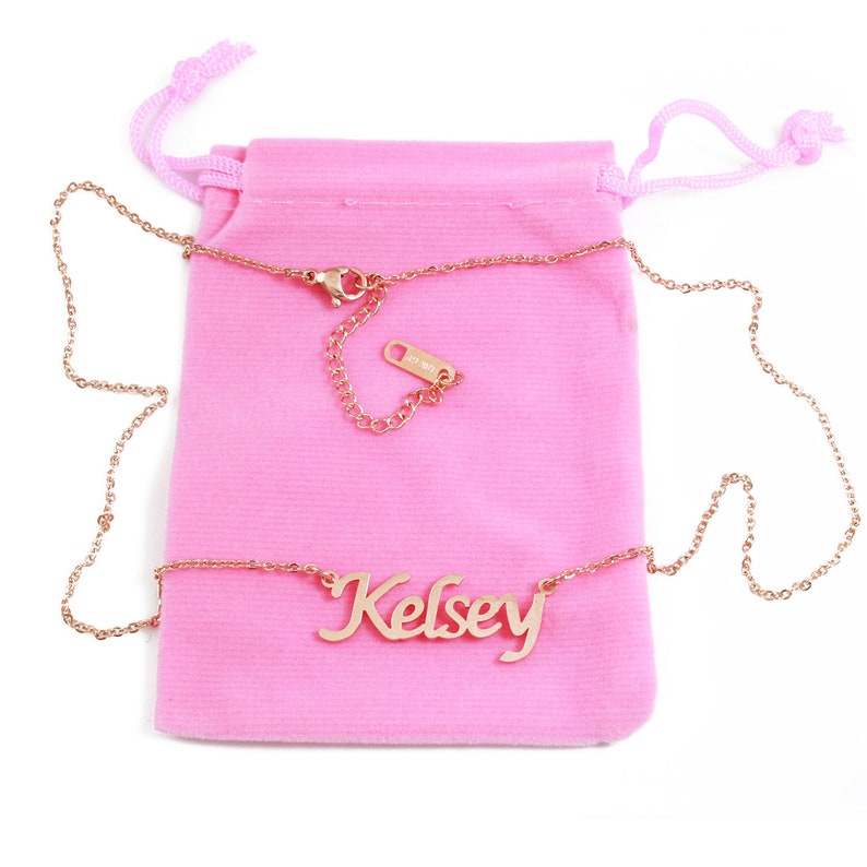 Name Necklace Kelseyrose Gold Platedgift Box Personalized Etsy