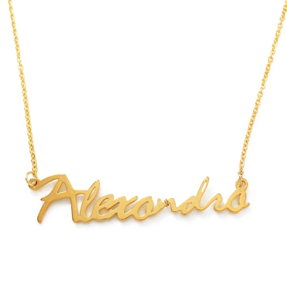 ALEXANDRA Gold Tone Name Necklace 