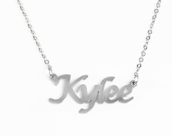 KYLEE - Silver Tone Name Necklace - Personalized Jewelery - Free Gift Box & Bag - Gifts For Her