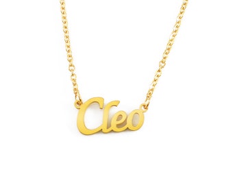 Cleo - Collana Nome - Tono Oro Rosa/Oro/Argento - Confezione Regalo & Borsa Gratis - Pendenti Italic Present